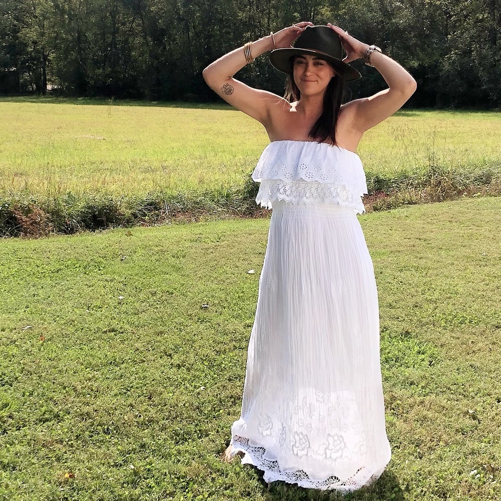 Boho White Embroidered Maxi